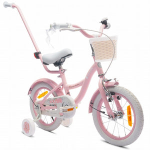 Flower Bike 14" Bicycle with Training Wheels and Push Bar