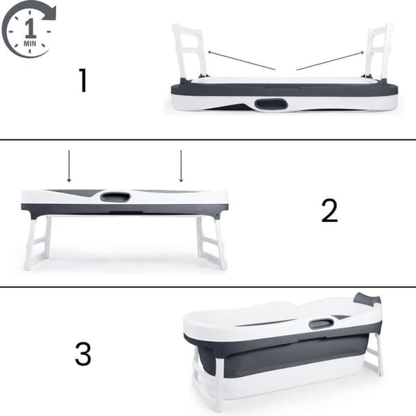 HelloBath® Foldable Bathtub - XL James Basic - Anthracite - 148cm - Collapsible Bathtub - Hip Bath for Adults