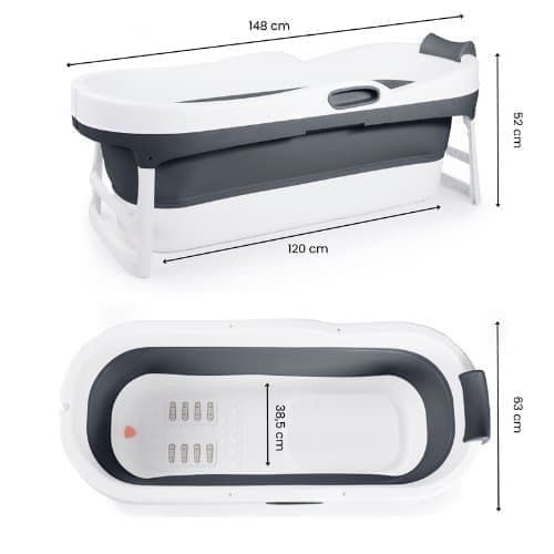 HelloBath® Foldable Bathtub - XL James Basic - Anthracite - 148cm - Collapsible Bathtub - Hip Bath for Adults