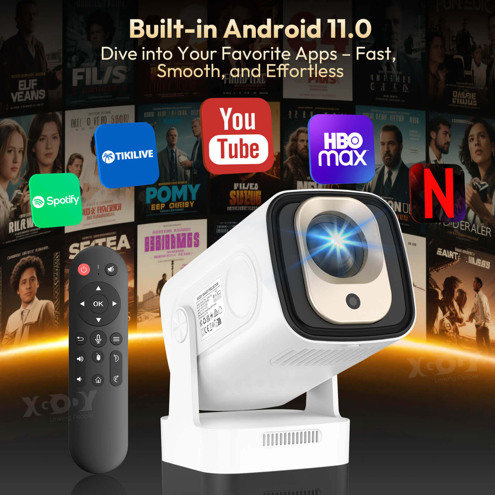 Gimbal 5 PRO Portable Projector Android 14.0, Native 1080P