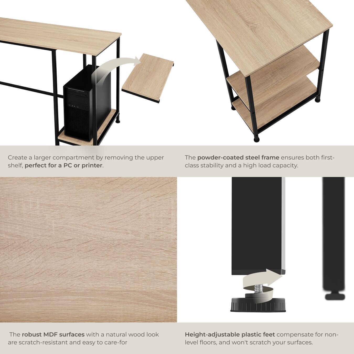 Desk Hamilton - corner unit, shelf with 2 storage compartments