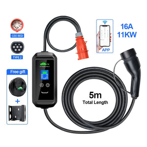 Kolanky Portable 11kW EV Charger, Type 2, 5m, Black