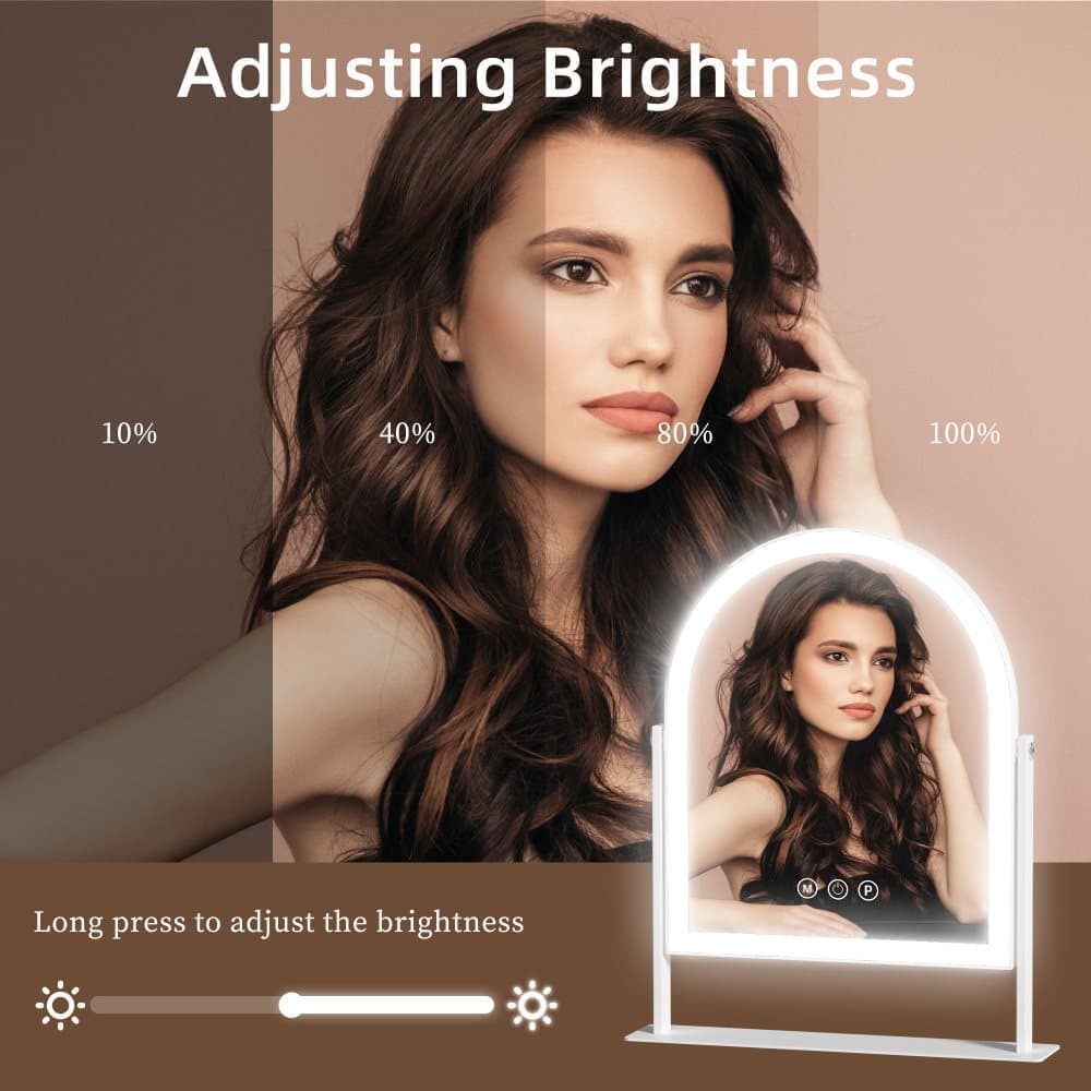Fenchilin Hollywood Makeup Mirror 25x 30cm, Dimmable LED with 3 Light Modes, White