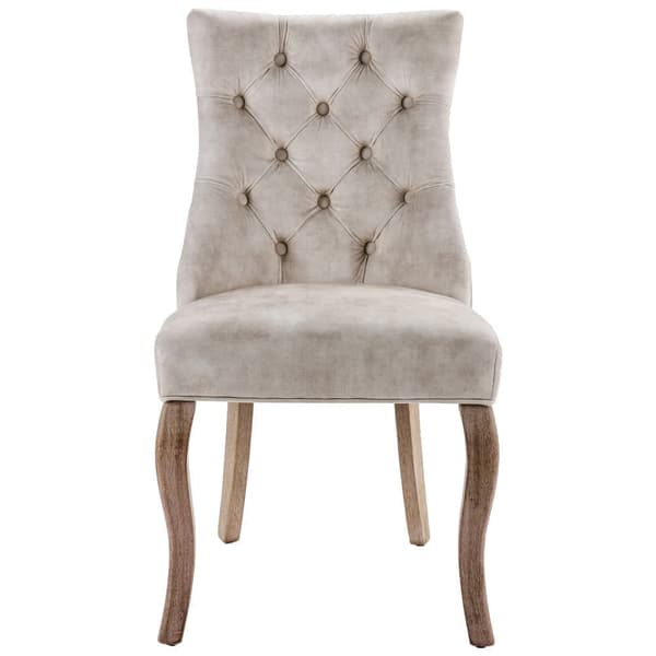 Elegant dining chairs 2 pcs with solid wooden legs, Light beige