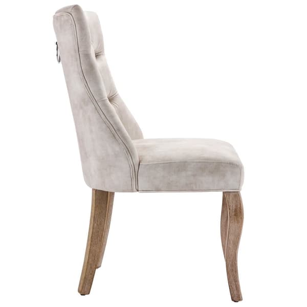 Elegant dining chairs 2 pcs with solid wooden legs, Light beige