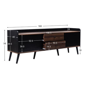 TV Stand 1 with sliding doors 160 cm, Black/Wood