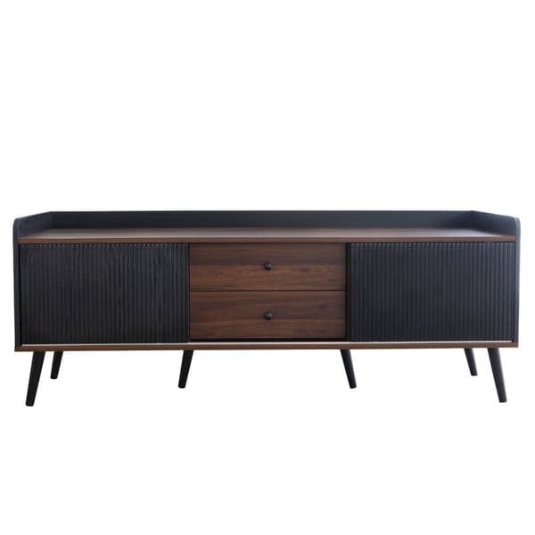 TV Stand 1 with sliding doors 160 cm, Black/Wood