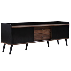 TV Stand 1 with sliding doors 160 cm, Black/Wood