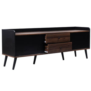 TV Stand 1 with sliding doors 160 cm, Black/Wood