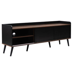 TV Stand 1 with sliding doors 160 cm, Black/Wood