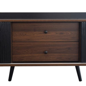 TV Stand 1 with sliding doors 160 cm, Black/Wood