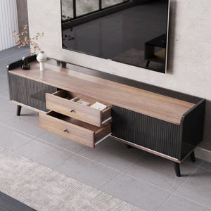 TV Stand 1 with sliding doors 160 cm, Black/Wood
