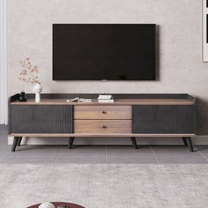 TV Stand 1 with sliding doors 160 cm, Black/Wood