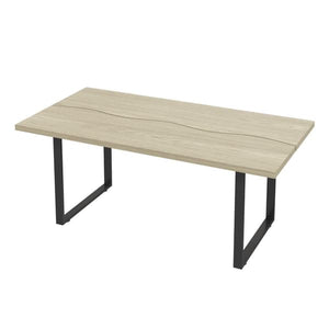 Dining Table Wood with Metal Frame, 160x80 cm for 6-8 People, Light Finish