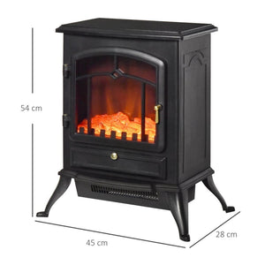 Electric Fireplace 1000/2000 W with Flame Effect, Overheat Protection, Black