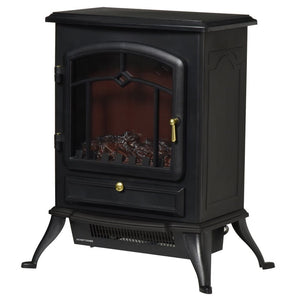 Electric Fireplace 1000/2000 W with Flame Effect, Overheat Protection, Black