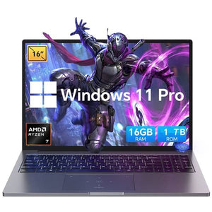 Blackview GamiBook 8 Gaming Laptop, 16" FHD+, 32GB RAM, 1TB SSD, AMD Ryzen 7 7435HS, Windows 11 Pro - Gray