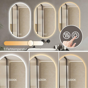 60x90cm Smart LED Bathroom Mirror with Touch, Anti-fog Wall Mirror for Bathroom and Hair Salon