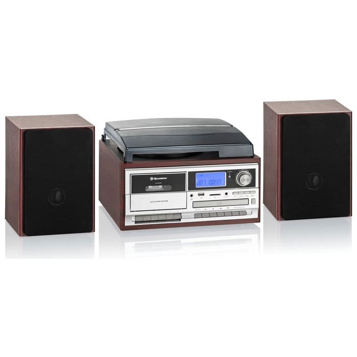 Roadstar Vintage Vinyl Turntable with Radio, CD-MP3, Cassette Player, Bluetooth and USB