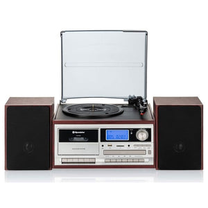 Roadstar Vintage Vinyl Turntable with Radio, CD-MP3, Cassette Player, Bluetooth and USB