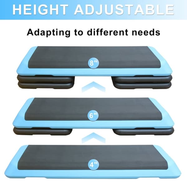 Adjustable Aerobic Step Training Platform with 3 Step Heights 110cm, Blue