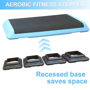 Adjustable Aerobic Step Training Platform with 3 Step Heights 110cm, Blue