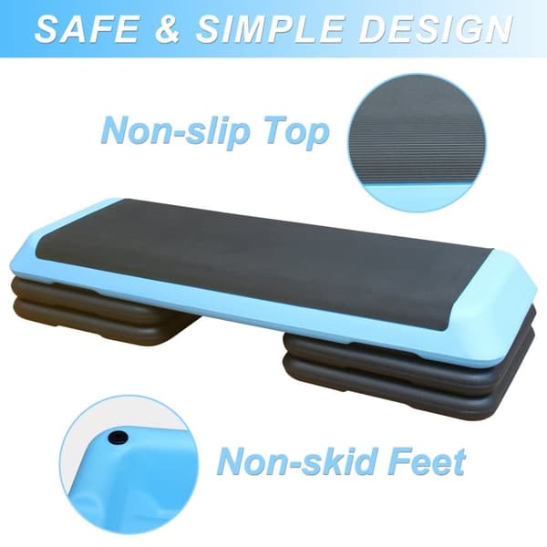 Adjustable Aerobic Step Training Platform with 3 Step Heights 110cm, Blue