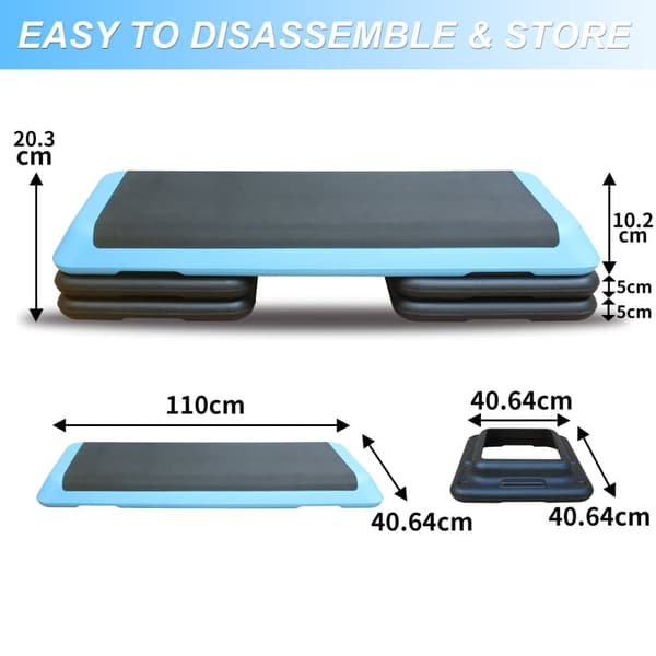 Adjustable Aerobic Step Training Platform with 3 Step Heights 110cm, Blue