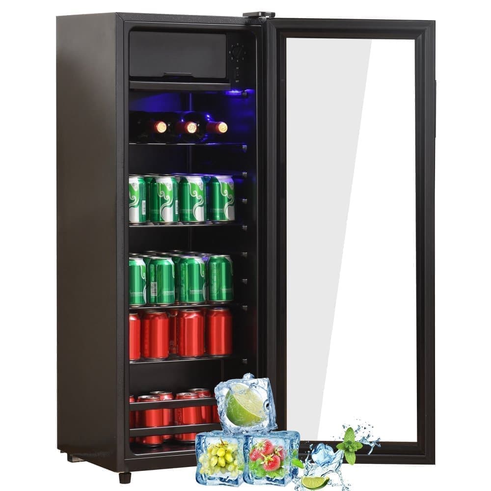 128L Mini Refrigerator, 8L Freezer + 120L Fridge, Black