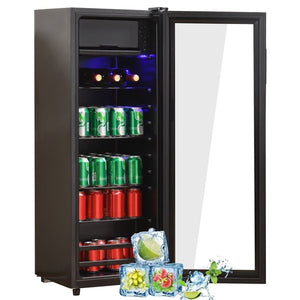 128L Mini Refrigerator, 8L Freezer + 120L Fridge, Black