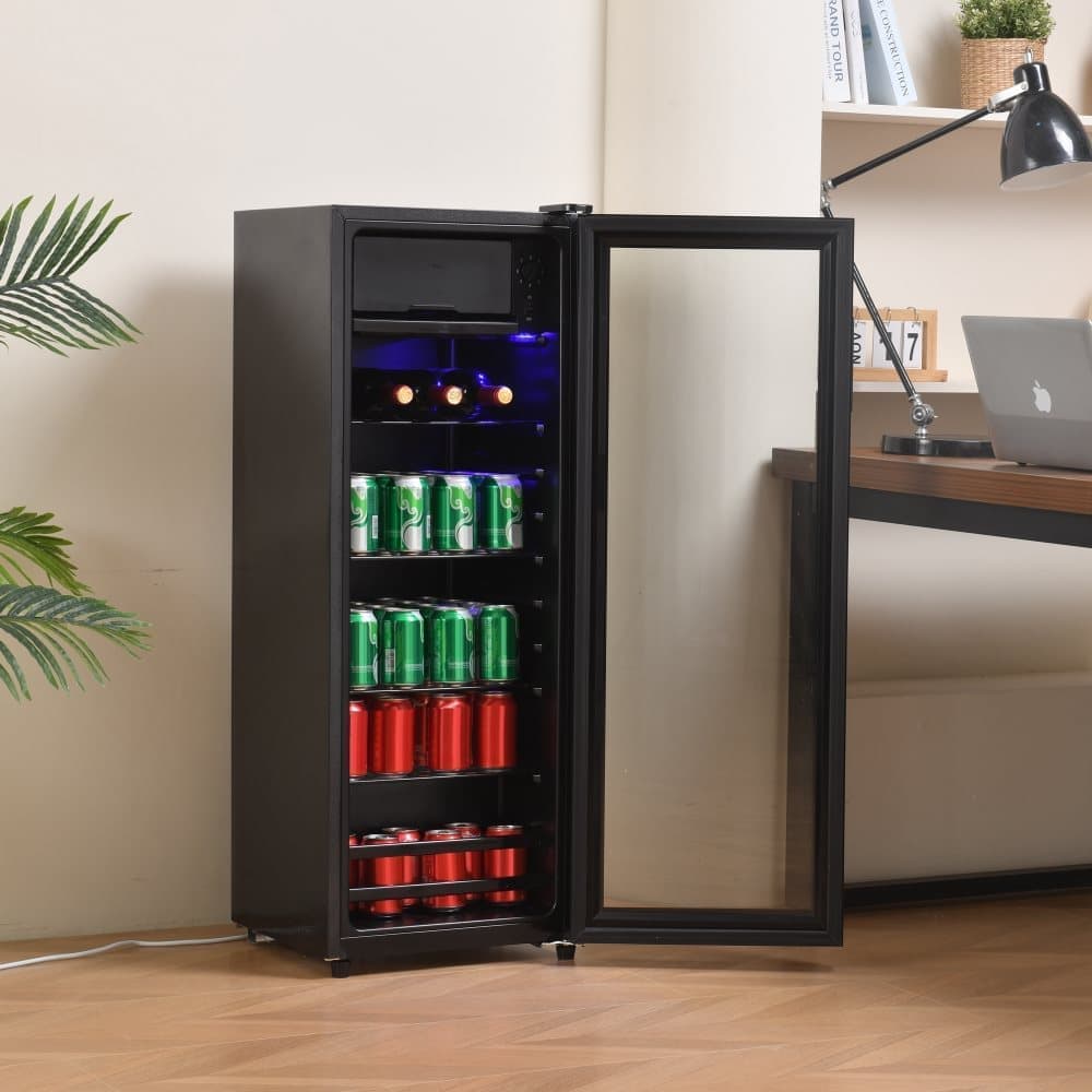 128L Mini Refrigerator, 8L Freezer + 120L Fridge, Black