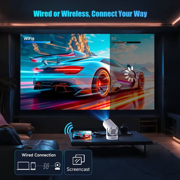 2026 HY300 Pro+ Android 14 Smart Projector 4K with Built-in Speaker
