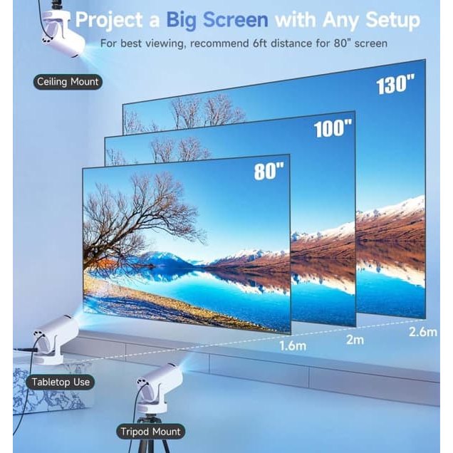 2026 HY300 Pro+ Android 14 Smart Projector 4K with Built-in Speaker