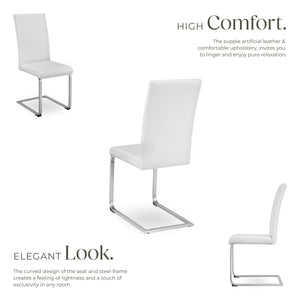 Dining Chairs - cantilevered, high backrest, flat steel frame