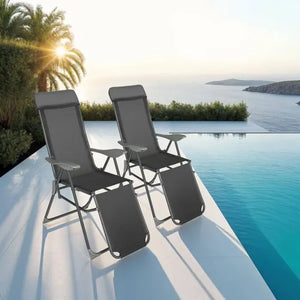 Tectake 2-Pack of Jana Aluminum Garden Chairs, Anthracite