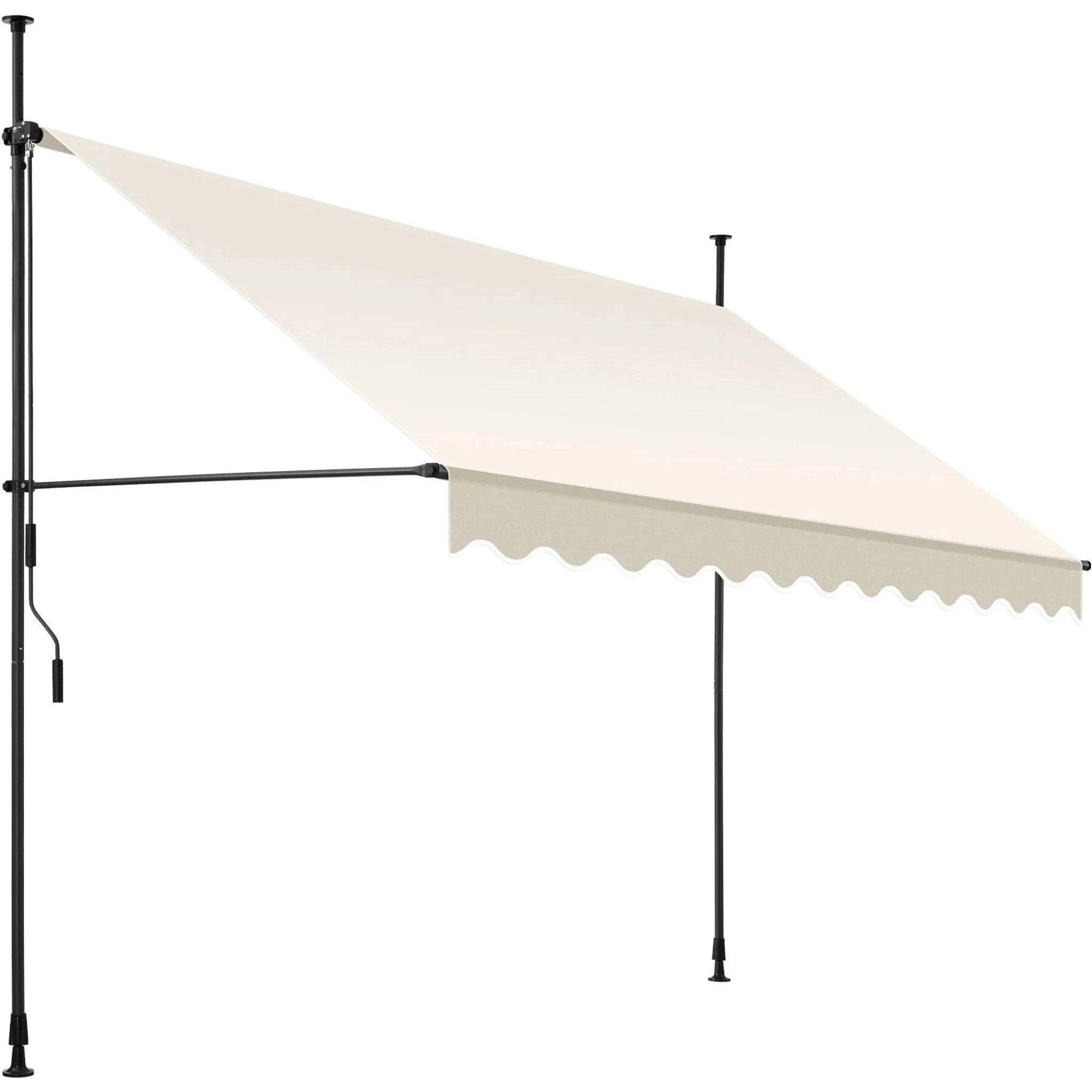 Awning with hand crank - pressure fitted , height adjustable 300 x 180 cm - beige