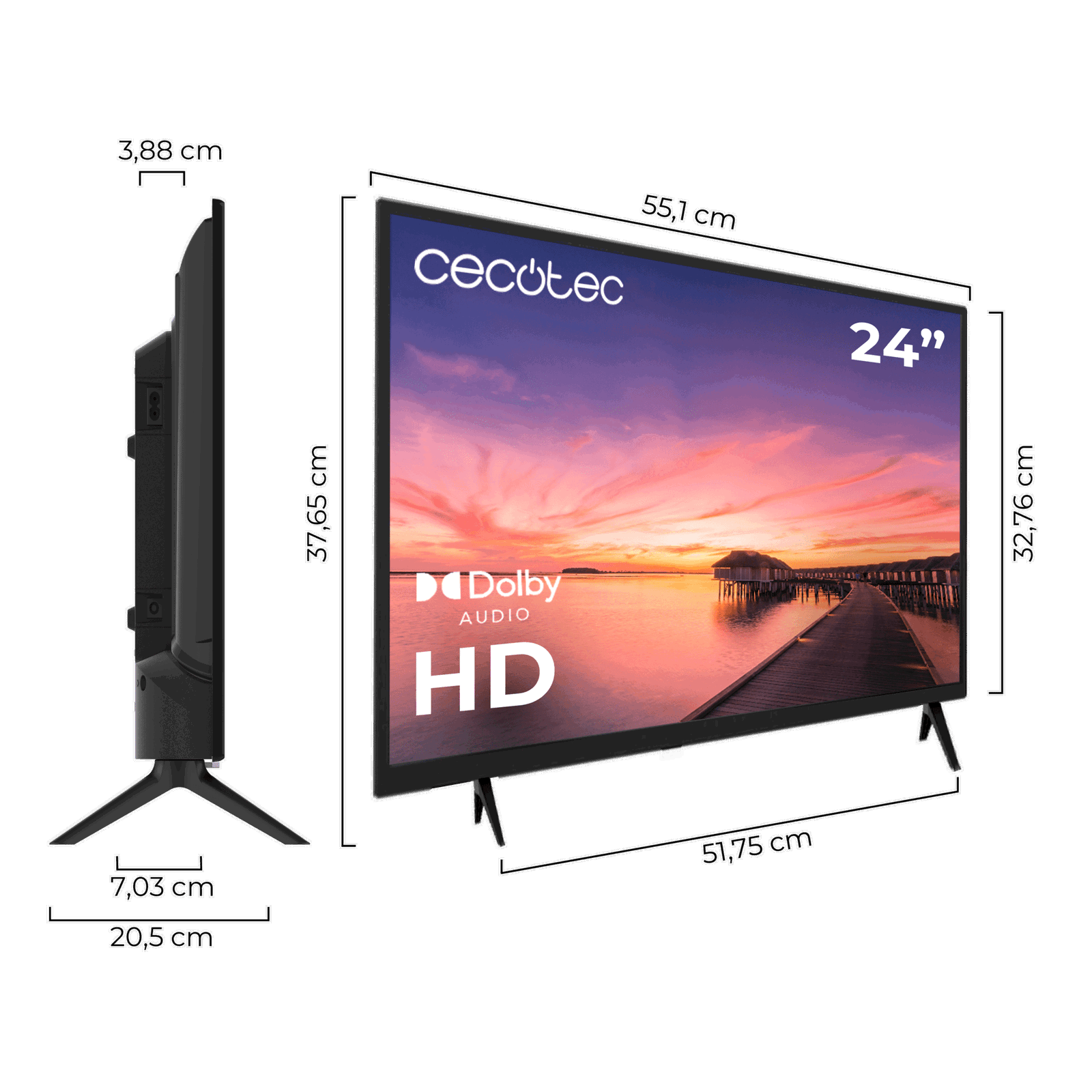 24-inch LED TV with HD resolution and Dolby flash memory system Cecotec