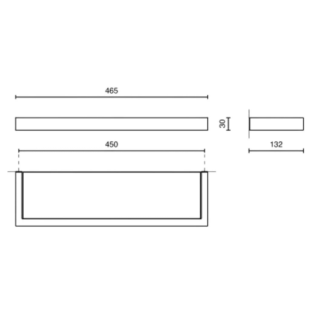 Zack LINEA Bathroom Shelf 46 cm, Polished Stainless Steel/Glass