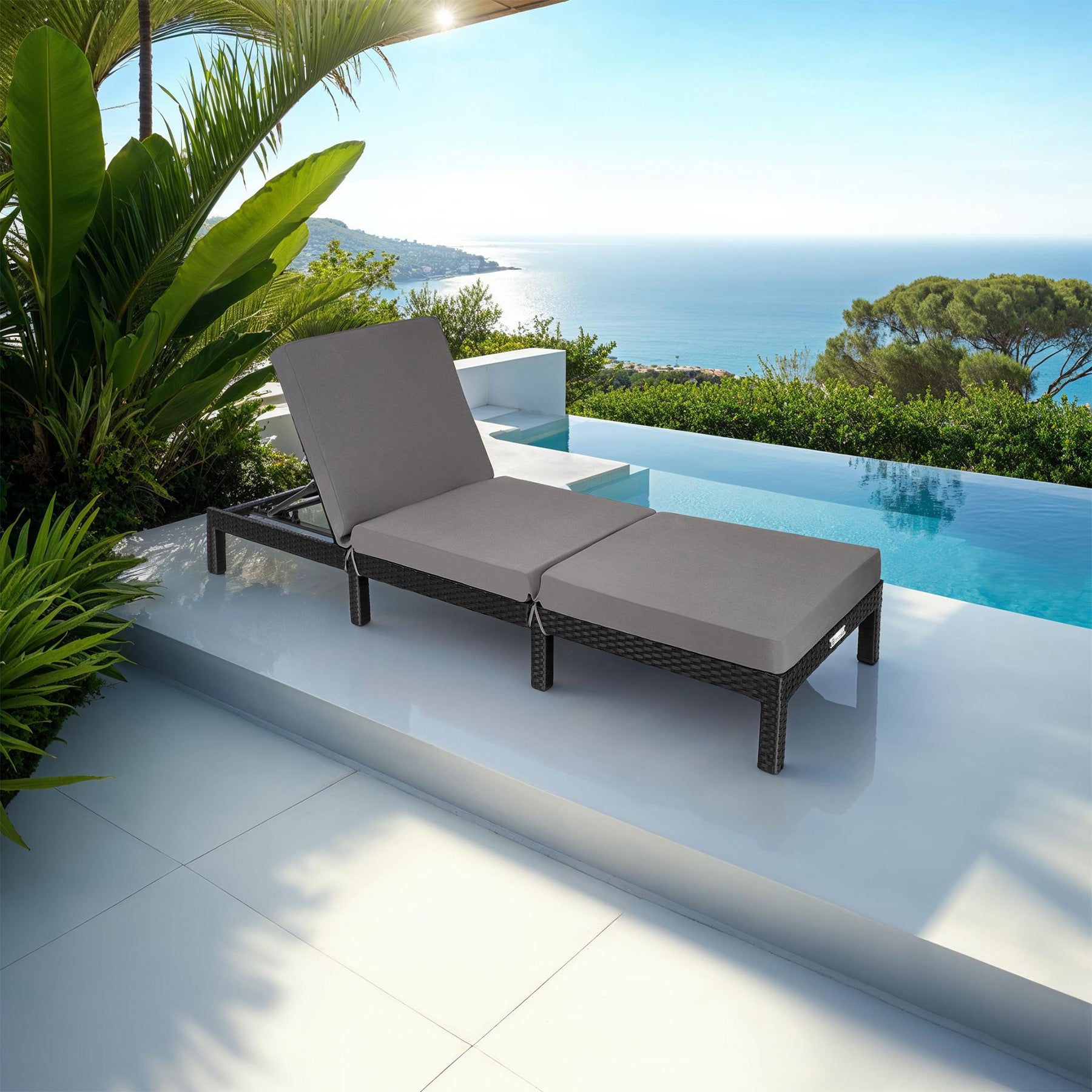 Sun Lounger Sofia - 6-step adjustable backrest, thick padding, UV-resistant