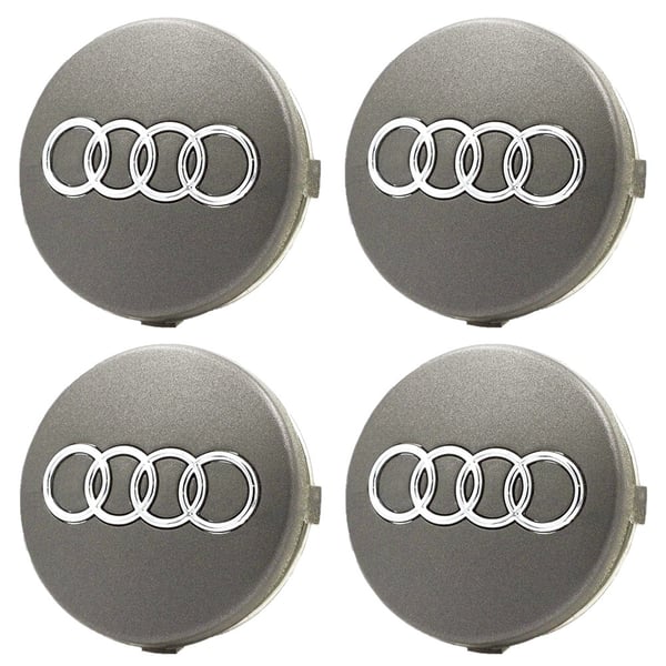 Audi Wheel Center Caps Hub Emblem - 4-Pack - Silver 60 mm