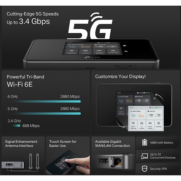 TP-Link M8550 5G Wi-Fi 6E Mobile Router