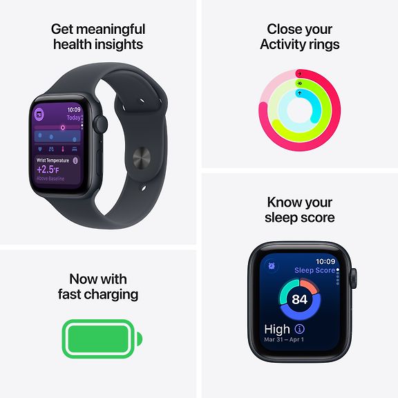 Apple Watch SE 3 GPS 40 mm Midnight Aluminum Case with Midnight Sport Band, S/M