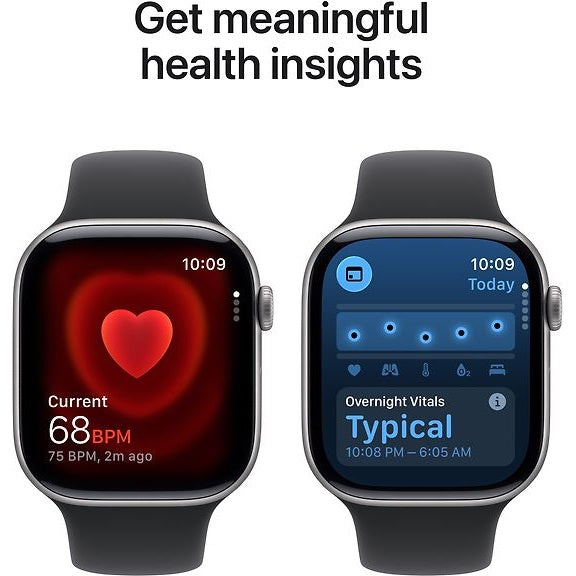 Apple Watch Series 11 GPS Cellular 46 mm star gray aluminum case and black sport band M/L