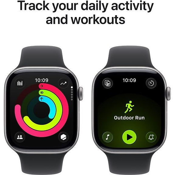 Apple Watch Series 11 GPS Cellular 46 mm star gray aluminum case and black sport band M/L