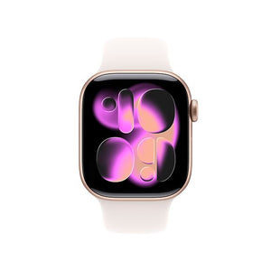 Apple Watch Series 11 GPS + Cellular 42 mm Rose Gold Aluminum Case with Red Sport Band, S/M