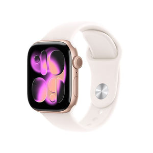 Apple Watch Series 11 GPS + Cellular 42 mm Rose Gold Aluminum Case with Red Sport Band, S/M