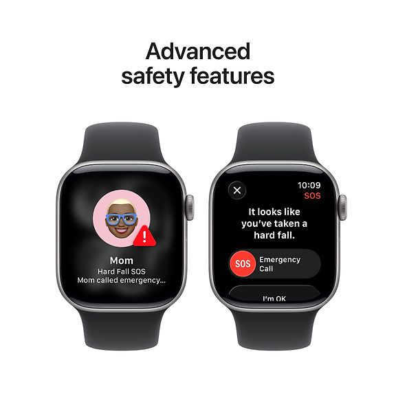 Apple Watch Series 11 GPS 42mm Star Gray Aluminum Case, Black Sport Band, M/L