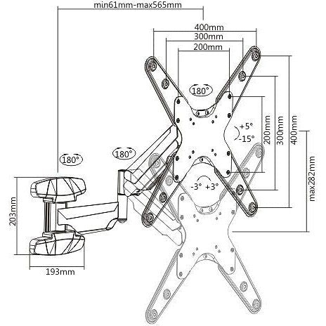 Mozi Slim Full-motion C2 23-55" TV Wall Mount