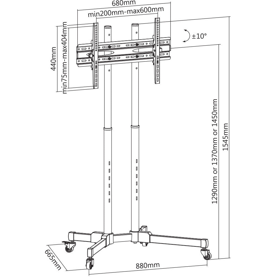 Mozi T10 Floor Stand with Wheels for 37-70 inch Screens