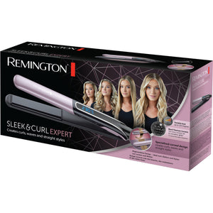 Remington S6700 Sleek & Curl Expert Hair Straightener, Black Titanium